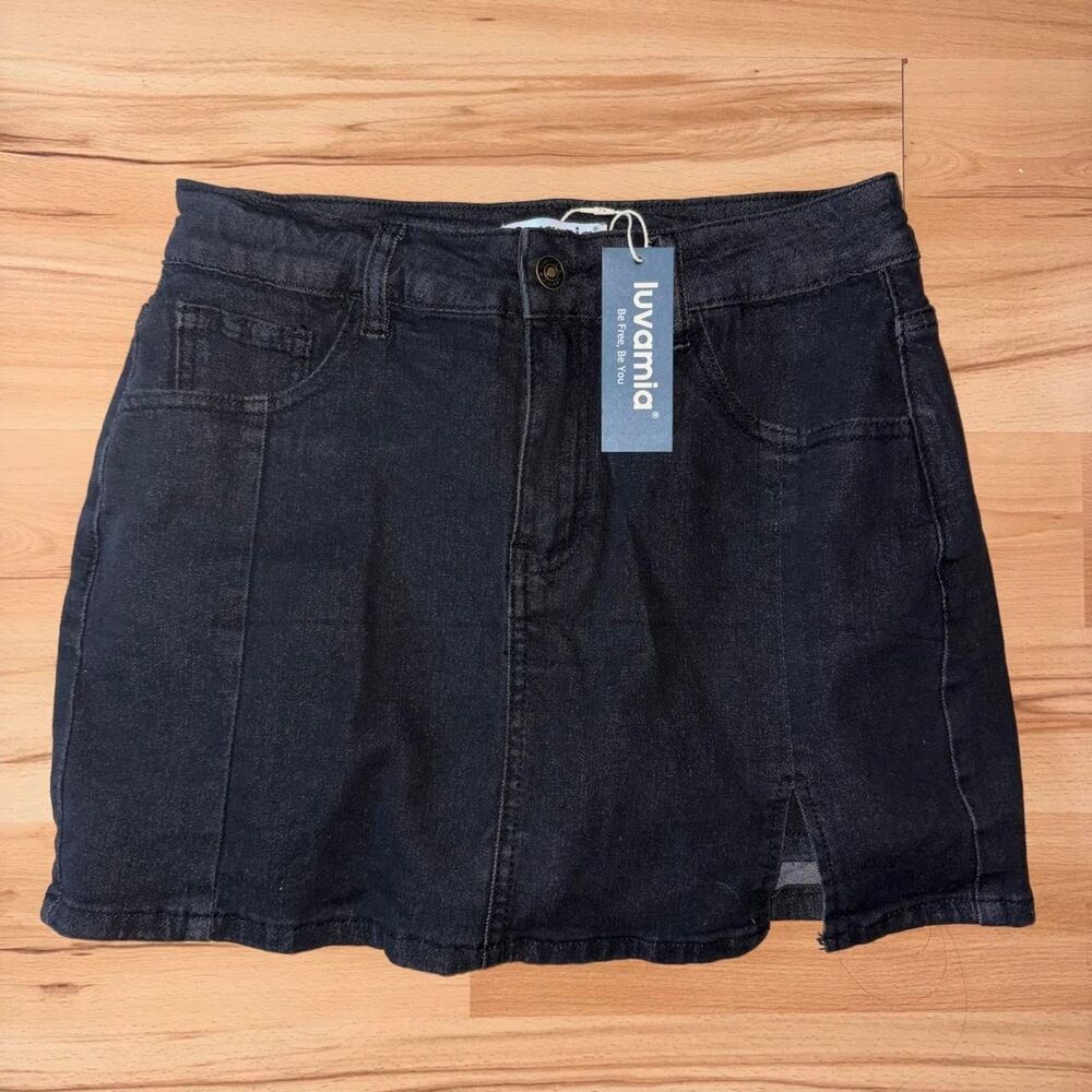 Luvamia NWT Black Denim Mini Skort size M